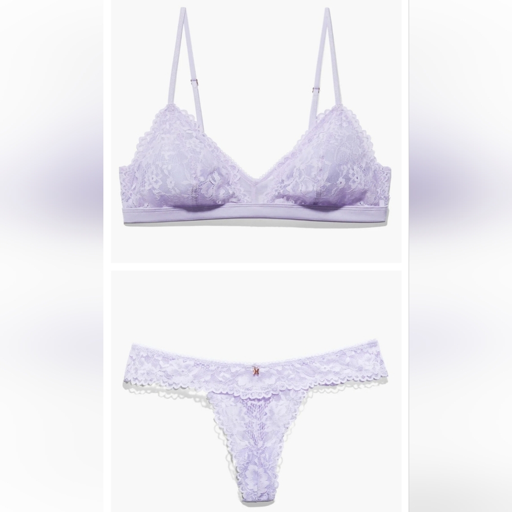 NWT Savage X Fenty Purple Floral Lace Set. Size Medium and Large.